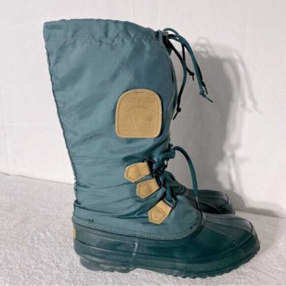 Vintage Sorel Snowlion Green Mid Calf Insulated Winter Boots Snow Boots 8 - Picture 1 of 15